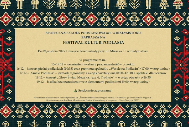 Obraz do artykułu: Festiwal Kultur Podlasia w szkole przy Mieszka I – tydzień sztuki, muzyki i wielogłosowej historii