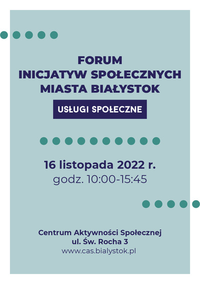 Plakat: Forum Inicjatyw Społecznych Miasta Białystok