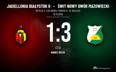 [PIŁKA NOŻNA] Rewanż Świtu w Betclic 3. Liga Grupa 1 (Grupa I): Jagiellonia Białystok II – Świt Nowy Dwór Mazowiecki 1:3