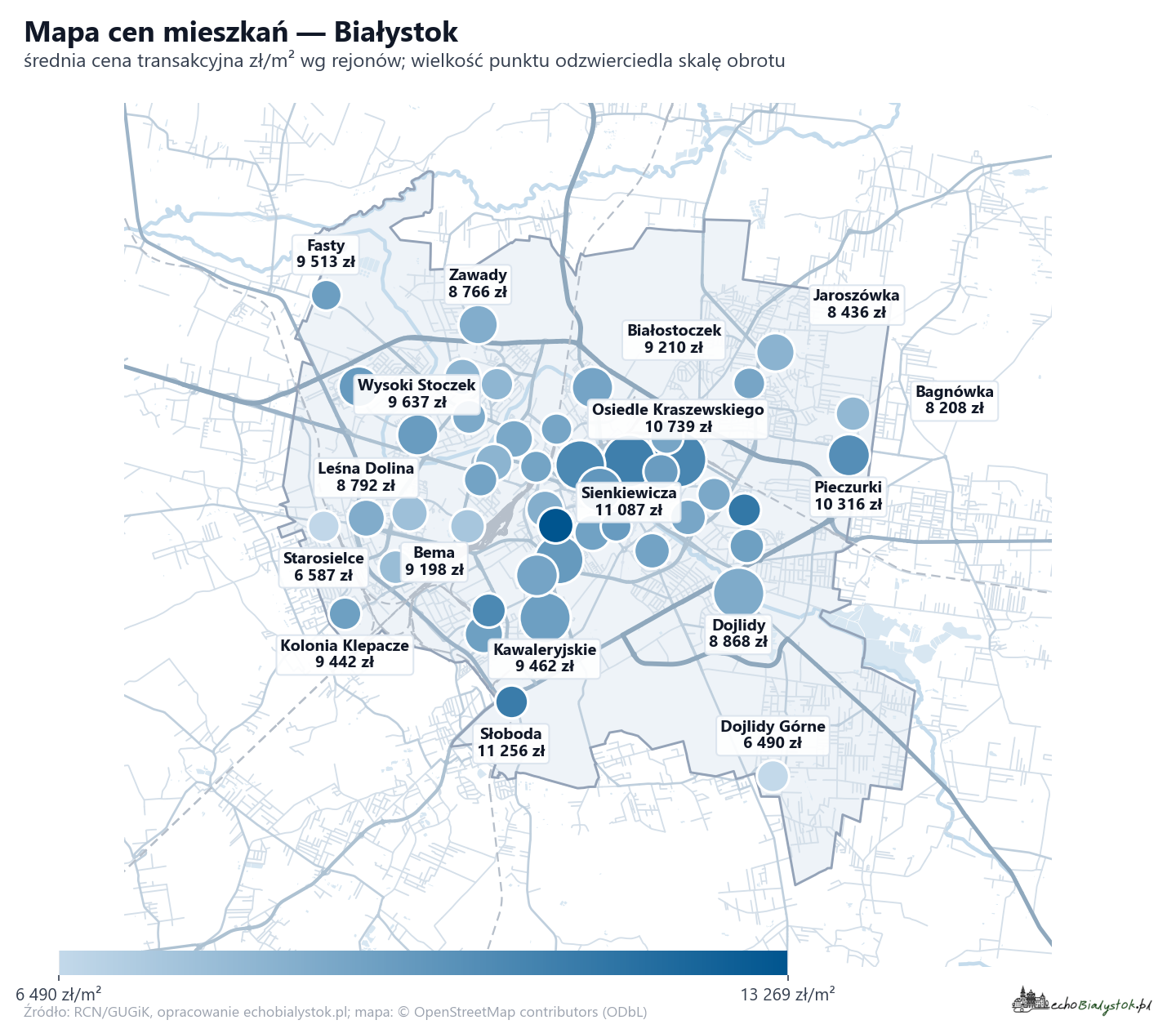 Mapa cen mieszkań - Białystok