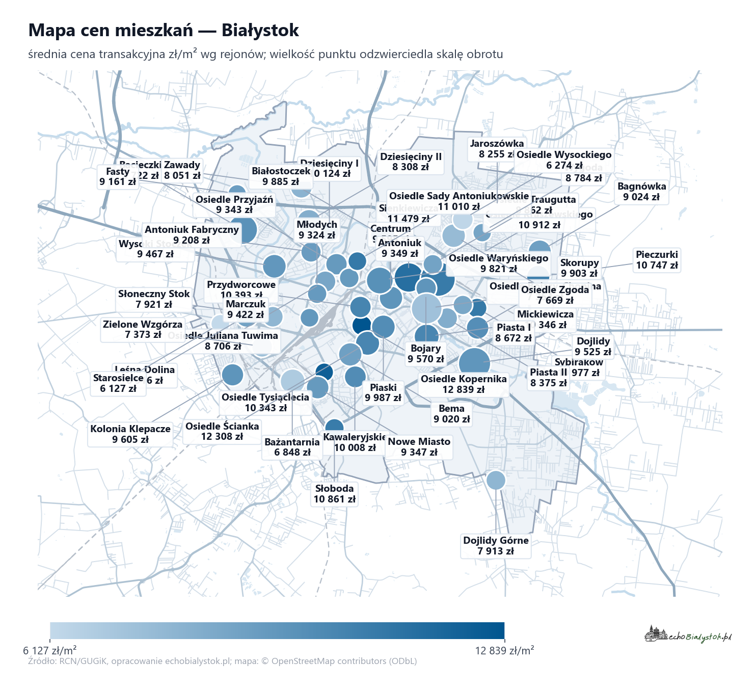 Mapa cen mieszkań - Białystok