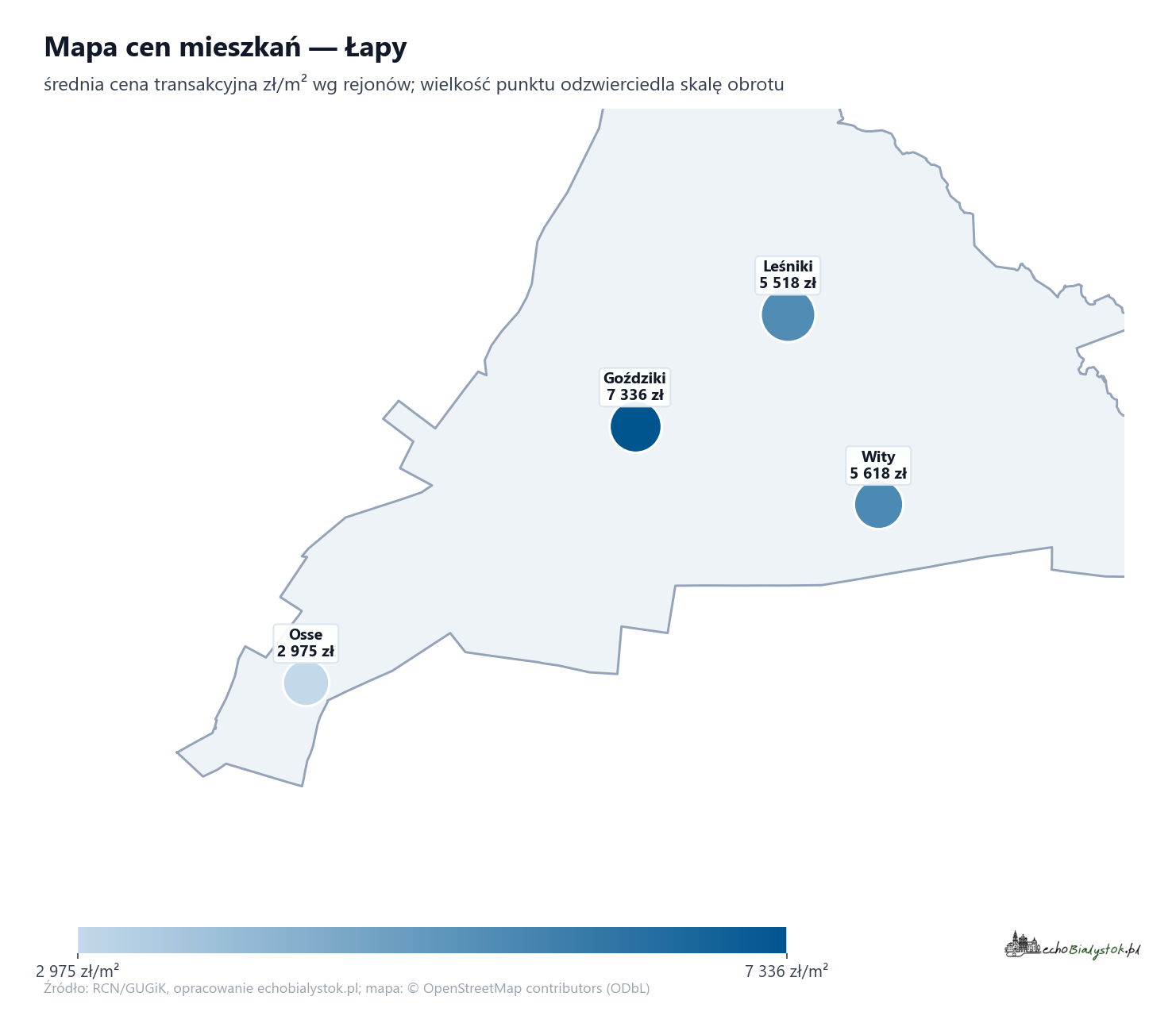 Mapa cen mieszkań - Łapy