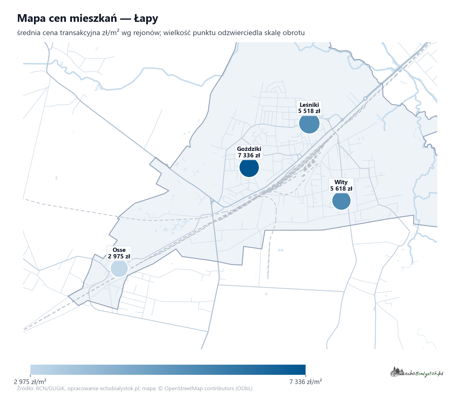 Mapa cen mieszkań - Łapy