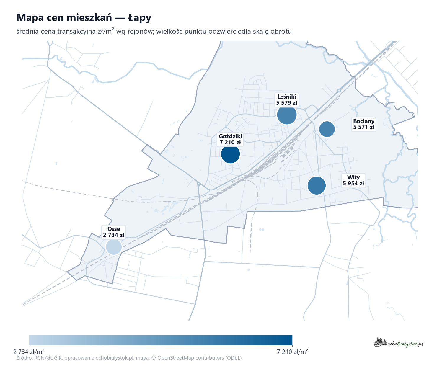 Mapa cen mieszkań - Łapy
