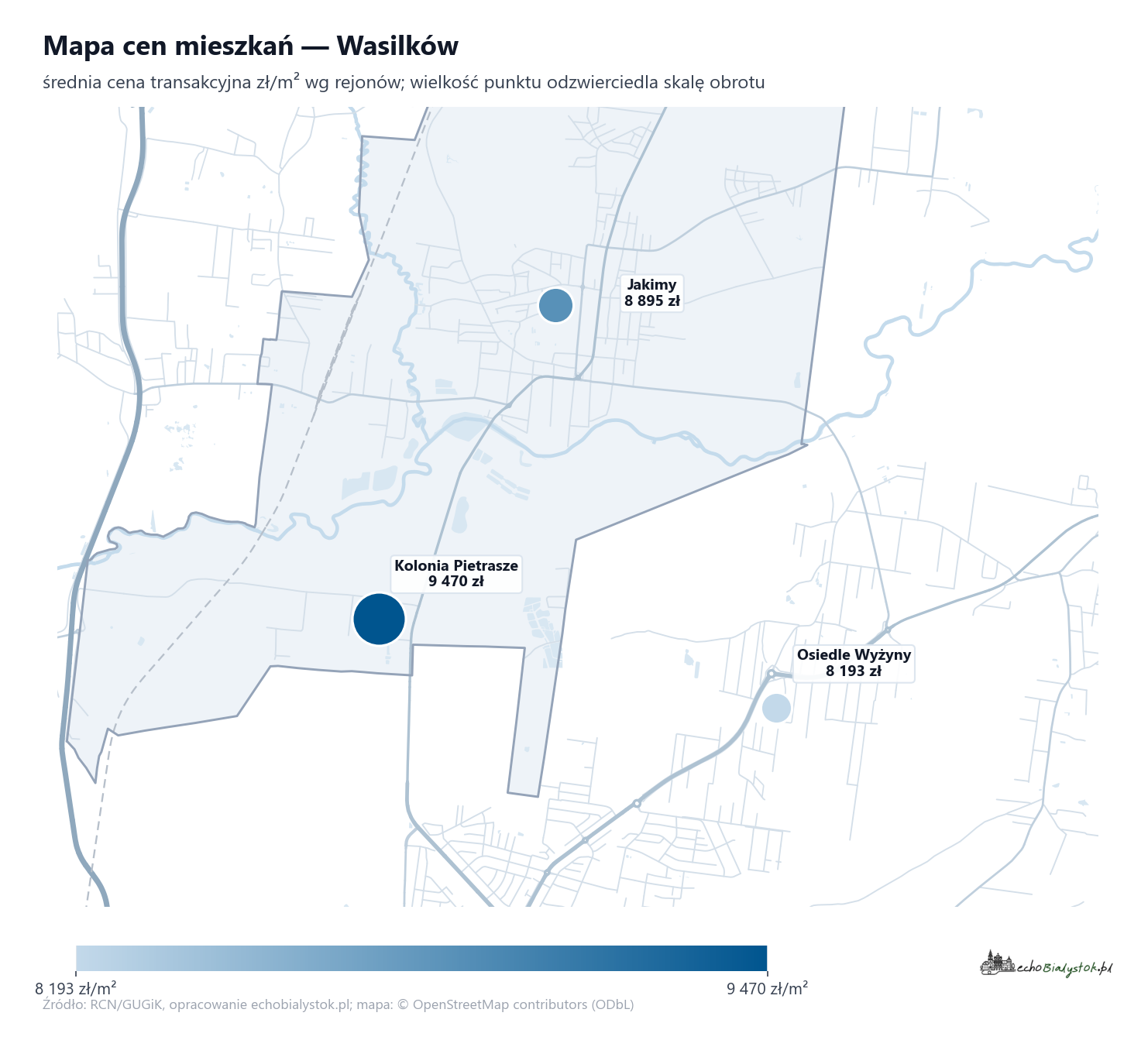 Mapa cen mieszkań - Wasilków