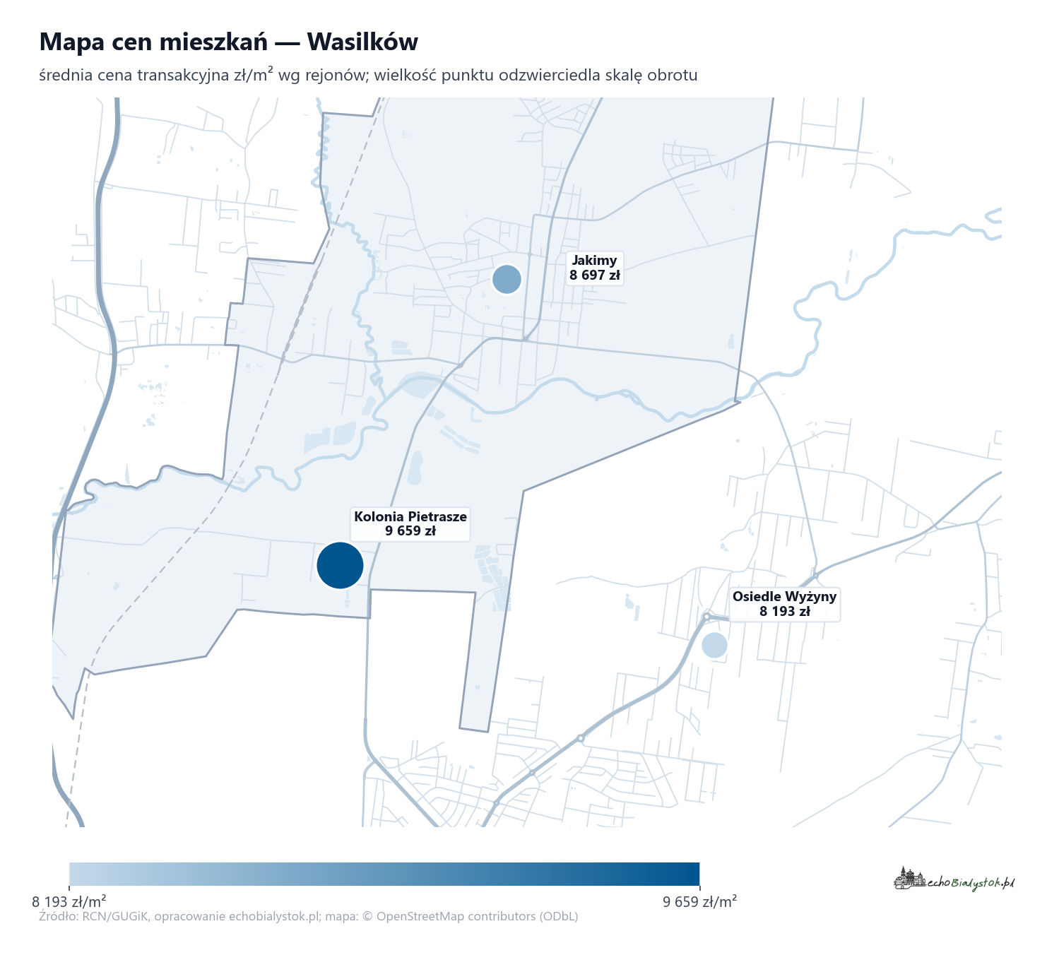 Mapa cen mieszkań - Wasilków