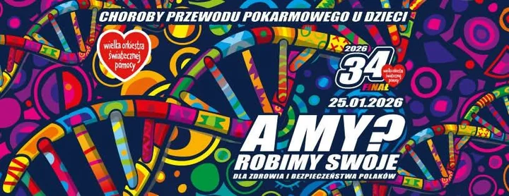 Grafika promocyjna wydarzenia 34. Finał WOŚP Białystok — Rynek Kościuszki, 25 stycznia 2026