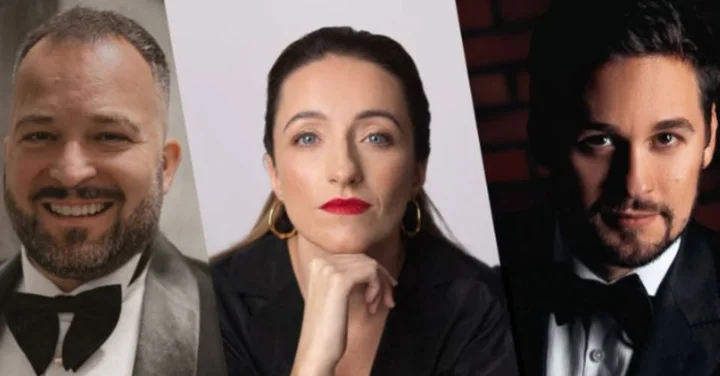 Grafika promocyjna wydarzenia Świąteczne opowieści — koncert Edyty Krzemień, Damiana Aleksandra i Jacka Szwaja w Białymstoku