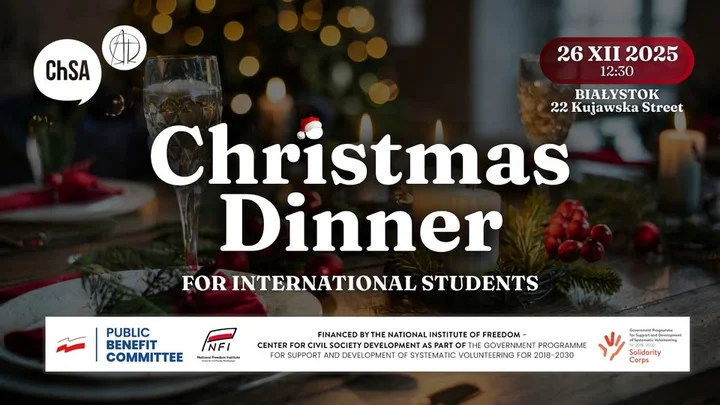 Grafika promocyjna wydarzenia Christmas Dinner for International Students • Białystok — świąteczny obiad dla studentów międzynarodowych