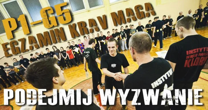 Grafika promocyjna wydarzenia EGZAMIN Krav Maga - Sekcja Białystok w VI LO w Białymstoku