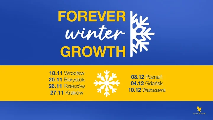 Grafika promocyjna wydarzenia Forever Winter Growth Białystok — spotkanie biznesowo-motywacyjne z gościem specjalnym