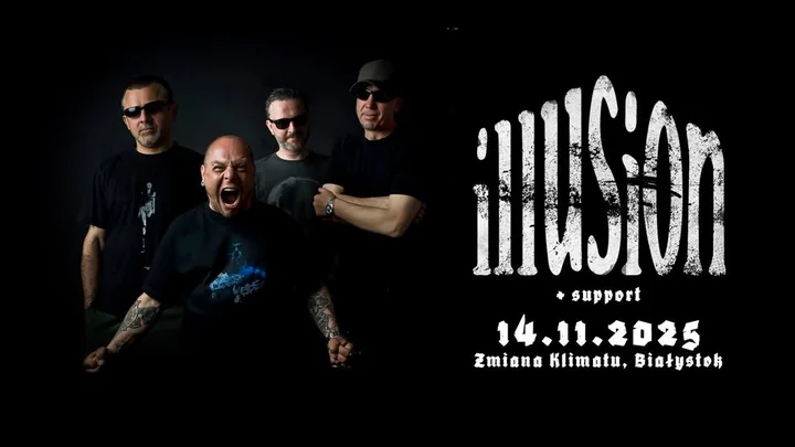 Obrazek przedstawia grafikę promocyjną wydarzenia Koncert Illusion w klubie Zmiana Klimatu w Białymstoku