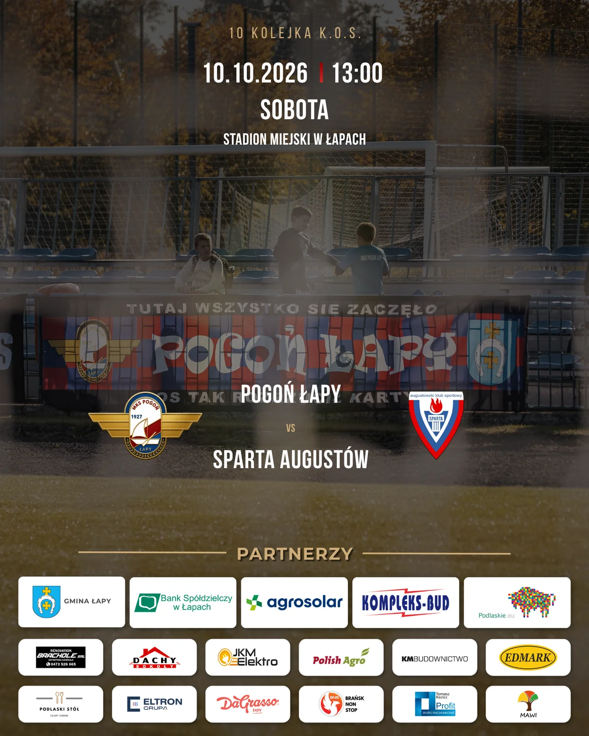 Grafika promocyjna wydarzenia Mecz Pogoń Łapy – Sparta Augustów
