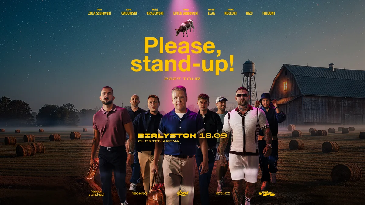 Grafika promocyjna wydarzenia Please, Stand-up! Białystok 2027 – komediowe show