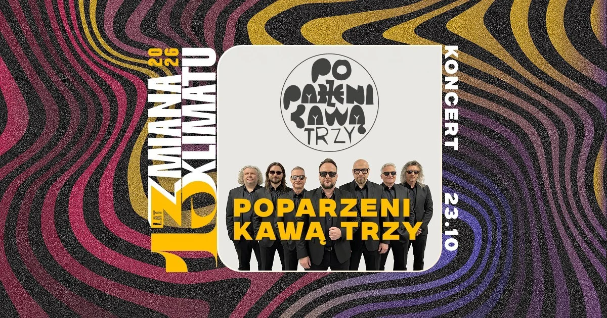 Grafika promocyjna wydarzenia Poparzeni Kawą Trzy w Białymstoku