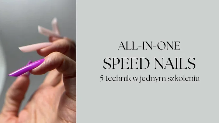 Grafika promocyjna wydarzenia SPEED NAILS „All-in-One” — intensywne szkolenie z dual form (Białystok, 14 stycznia 2026)