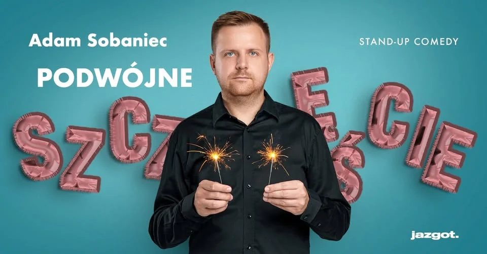 Obrazek przedstawia grafikę promocyjną wydarzenia Stand-up Adama Sobanieca o ojcostwie w Białymstoku