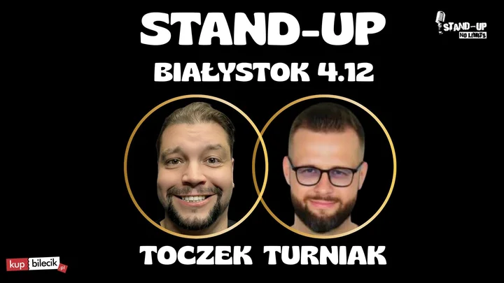Grafika promocyjna wydarzenia Stand-up Białystok — Turniak i Toczek w Btl Lalki