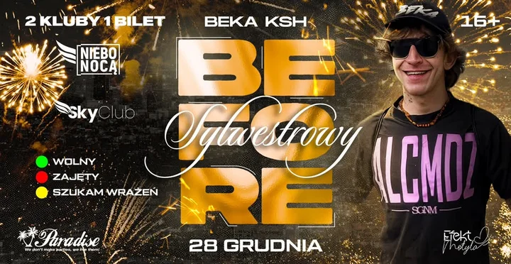 Grafika promocyjna wydarzenia Sylwestrowy Before Białystok — ostatni klubowy melanż przed Sylwestrem