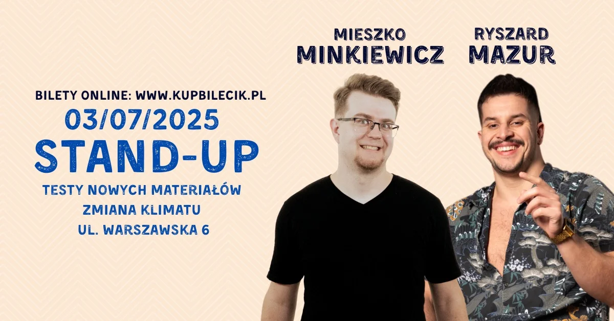 Grafika promocyjna wydarzenia Testy nowych materiałów komediowych w Białymstoku