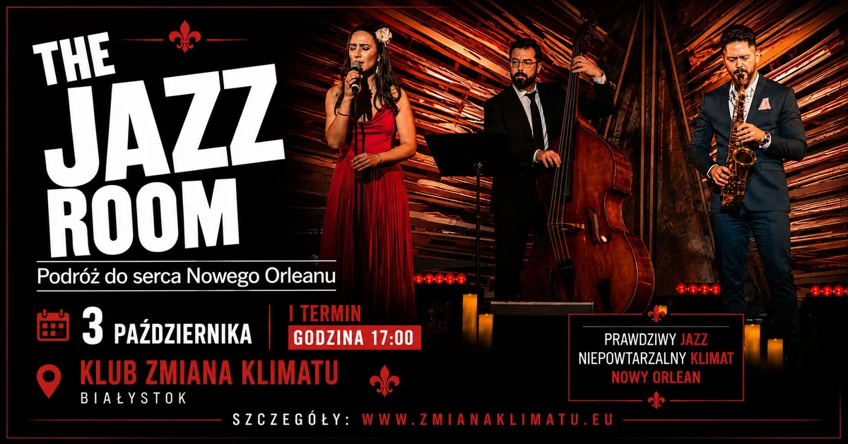 Grafika promocyjna wydarzenia The Jazz Room: Podróż do serca Nowego Orleanu – jazz w Białymstoku