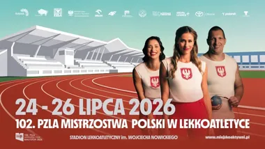 Grafika promocyjna wydarzenia 102. Mistrzostwa Polski w Lekkoatletyce Białystok 2026 – program i miejsce