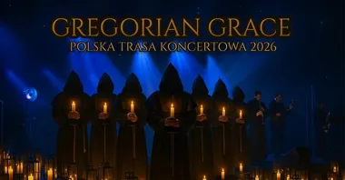 Grafika promocyjna wydarzenia Gregorian Grace w Białymstoku — chorał gregoriański w nowej, elektryzującej odsłonie