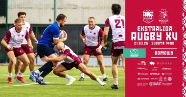 Grafika promocyjna wydarzenia Budmex Rugby Białystok – MKS Pogoń Awenta Siedlce: Ekstraliga w Białymstoku