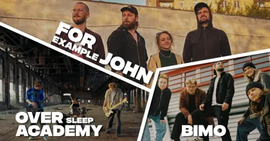 Grafika promocyjna wydarzenia for example John, Oversleep Academy, Bimo – koncerty