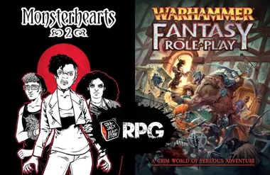 Grafika promocyjna wydarzenia Grający Białystok RPG: Monsterhearts i Warhammer FRP