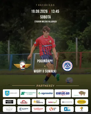 Grafika promocyjna wydarzenia Pogoń Łapy – Wigry II Suwałki