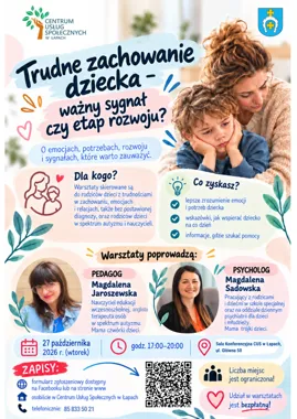 Grafika promocyjna wydarzenia Trudne zachowanie dziecka – ważny sygnał czy etap rozwoju?