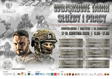 Grafika promocyjna wydarzenia Wojskowe Targi Służby i Pracy – Białystok 2026 w Chorten Arenie