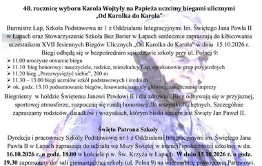 Grafika promocyjna wydarzenia XVII Jesienne Biegi Uliczne „Od Karolka do Karola”