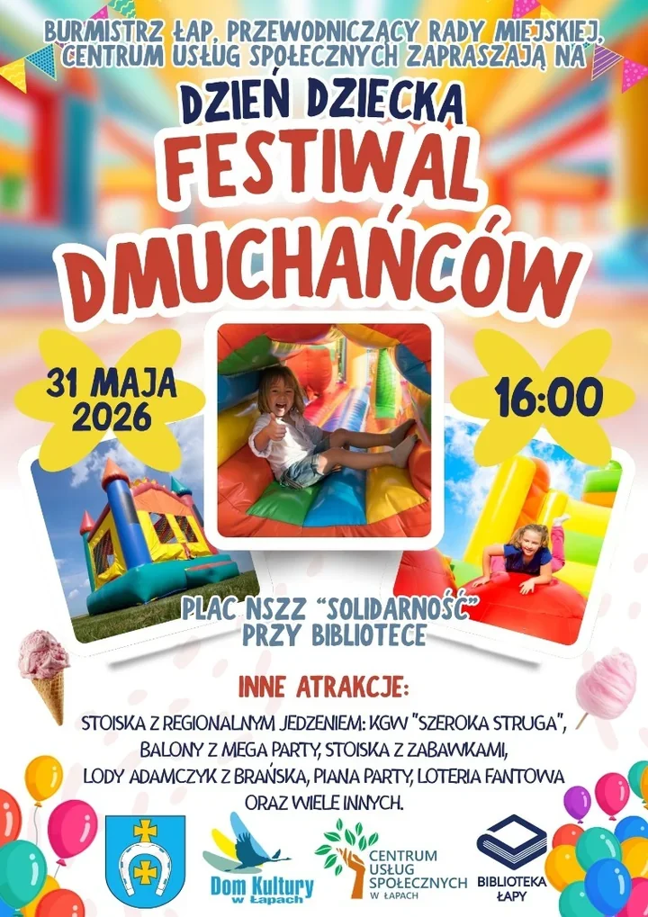 Dmuchańce i piana w Łapach. Dzień Dziecka zapowiada się bardzo głośno