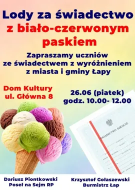 Lody za czerwony pasek. W Domu Kultury czeka słodka nagroda