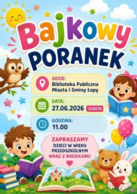 Bajkowy Poranek w łapskiej bibliotece. W środku dnia czeka dziecięca przygoda