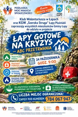 40 miejsc na szkolenie survivalowe w Łapach. Uczestnicy dostaną apteczki