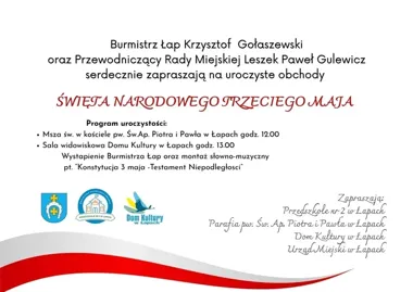 Łapy szykują obchody 3 maja z mszą i występem przedszkolaków