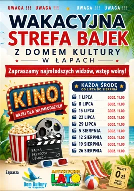 Wakacyjne kino w Łapach. Bajki, przygody i seanse dla starszych