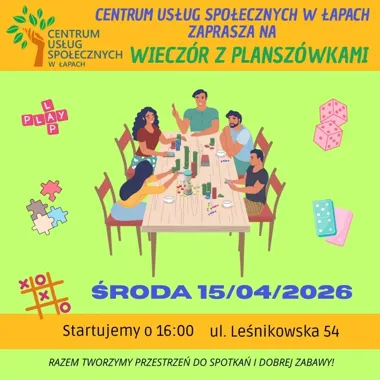 Planszówki, rozmowy i wspólna gra w Łapach czeka wieczór dla mieszkańców