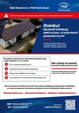 PGE Dystrybucja ostrzega rolników. Instalacja może zagrozić gospodarstwu