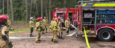 Pożar lasu tylko na symulacji - strażacy sprawdzili wodną logistykę