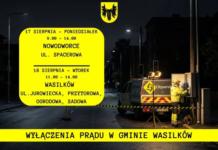 Prądu zabraknie na ulicach Wasilkowa i Nowodworców. Są adresy