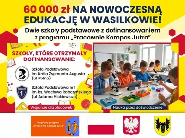 Dwie szkoły w Wasilkowie dostaną 60 tys. zł na wyposażenie pracowni