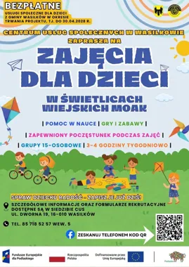 Bezpłatne zajęcia dla dzieci ruszają w świetlicach. Nabór trwa w gminie Wasilków