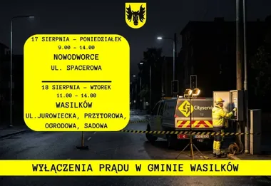 Prądu zabraknie na ulicach Wasilkowa i Nowodworców. Są adresy