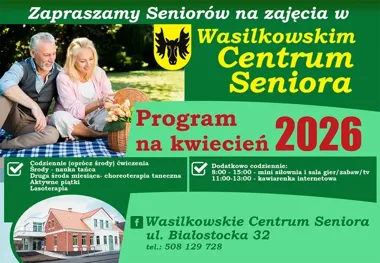Wasilkowskie Centrum Seniora rozpisuje kwiecień na ruch, terapię i spotkania